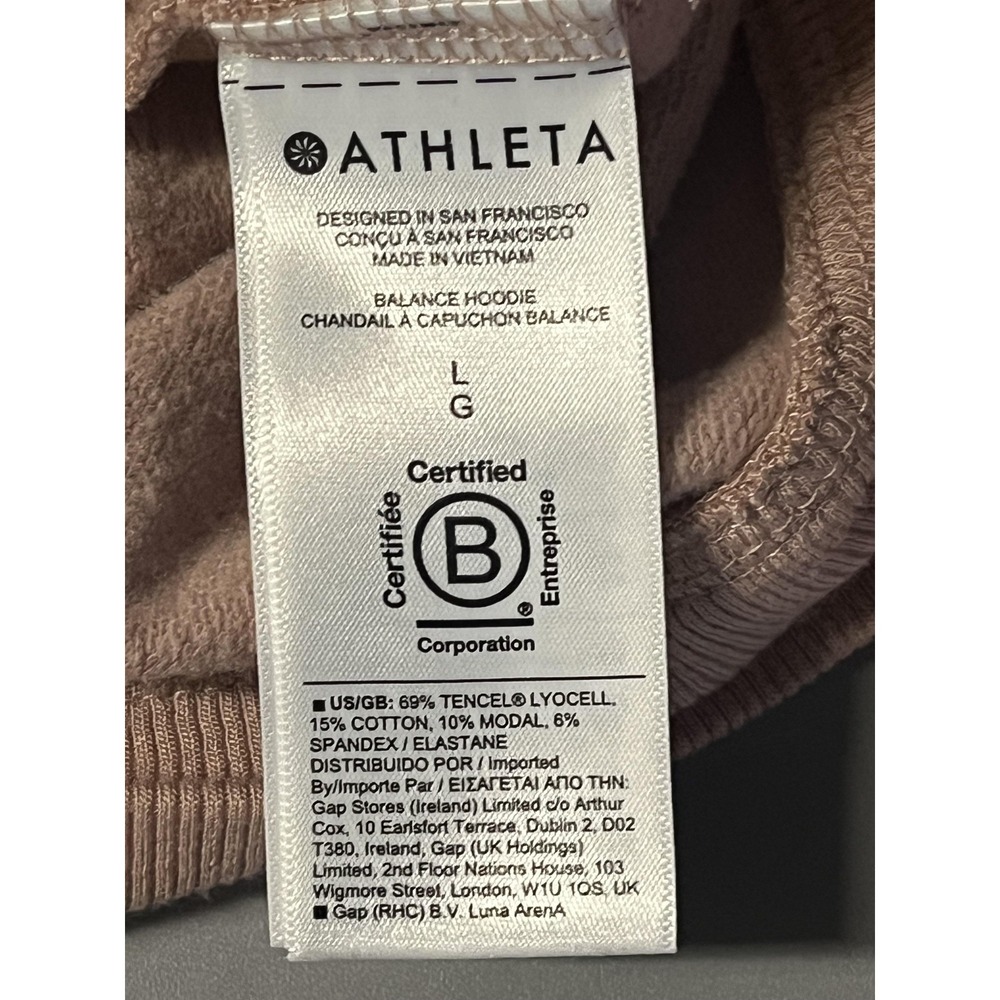 Athleta Hoodie Womens Large Pink Balance Pullover Kangaroo Pocket Super Soft - Picture 5 of 9